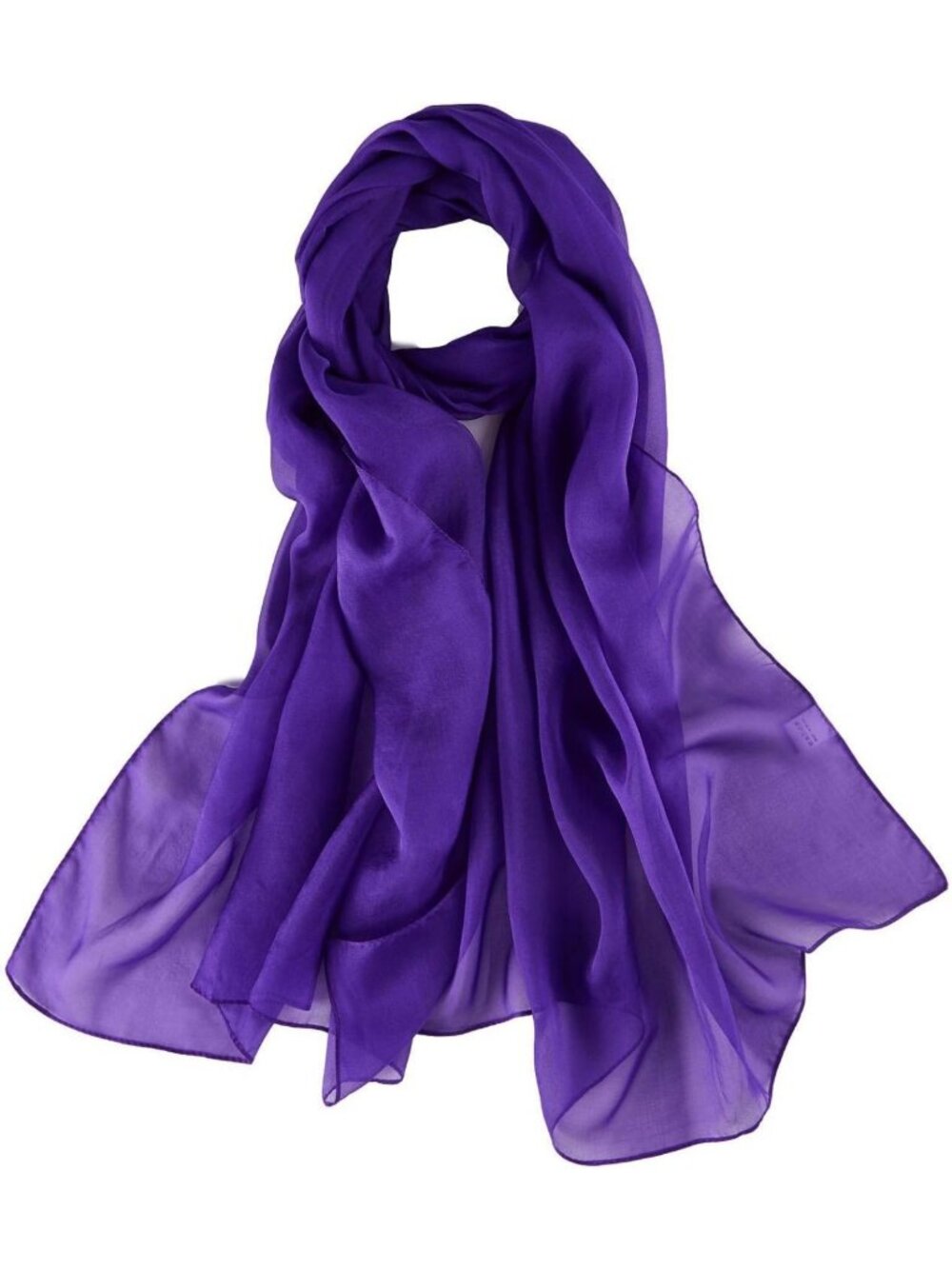 Elegant Long Silk Chiffon Scarf - Solid Color, Lightweight Fashion Accessory